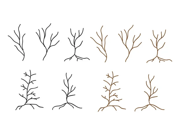 Vieux Arbres Sombres Icônes Arbres Forestiers Morts Illustration Vectorielle Arbre — Image vectorielle