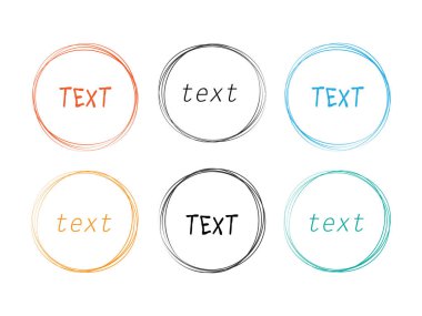 El çizimi daireler. Yuvarlak çizim çizgisi vektör çerçeveleri. Örnek metin illüstrasyonlu yuvarlak çizim çerçeve kalemi