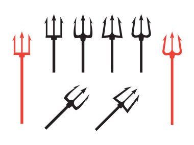 Siyah trident siluet. Dirgen silah keskin vektör çizim