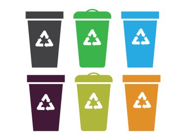 Çöp tenekesi. Çöp kovası ve konteynır çöpü vektör çizimi