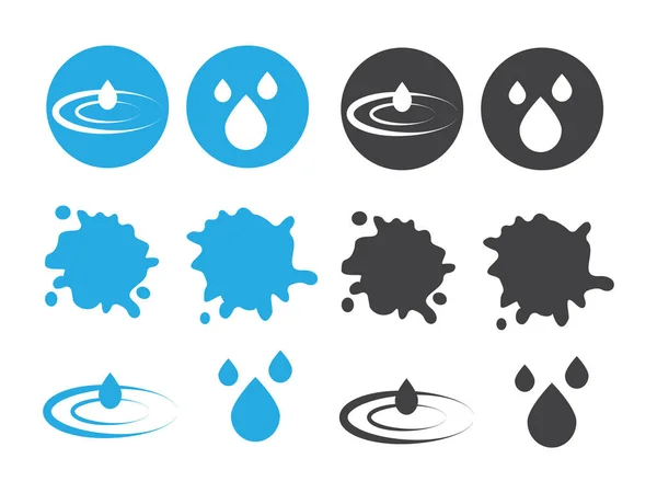 Набор Иконок Воды Векторная Иллюстрация Аквакапельных Элементов — стоковый вектор