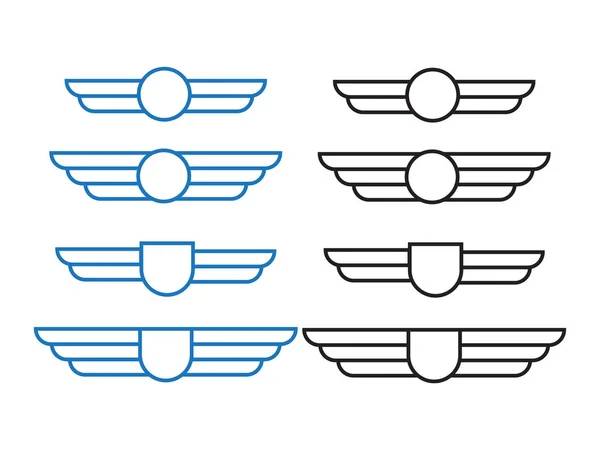 Symbole Armii Skrzydeł Odznaki Lotnicze Ikony Wektorowe Etykiet Pilota — Wektor stockowy