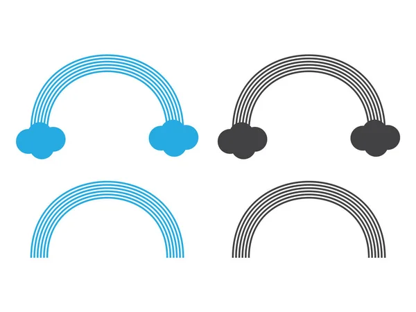 Regenbogensymbole Regenbogen Mit Sonnenvektorabbildung — Stockvektor