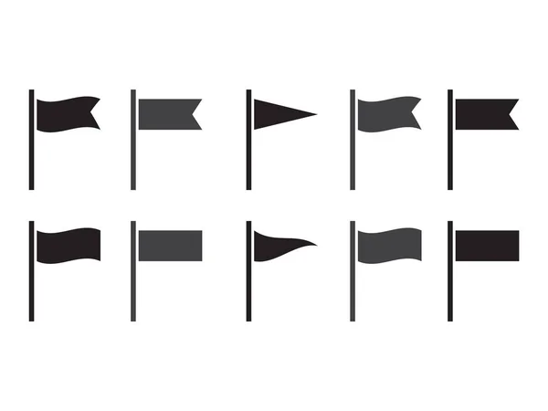 Icônes Drapeau Drapeaux Silhouettes Isolées Jeu Drapeaux Pour Pointer Marque — Image vectorielle