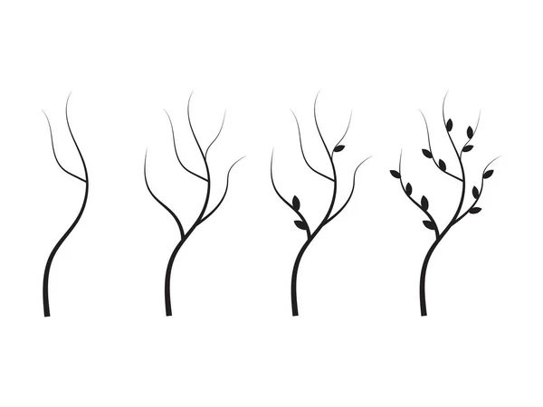 木の枝のシルエット 分岐ツリーのベクトル図のセット — ストックベクタ