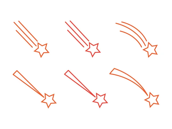 Falling Stars Icons Linear Star Set Vector — Stock Vector