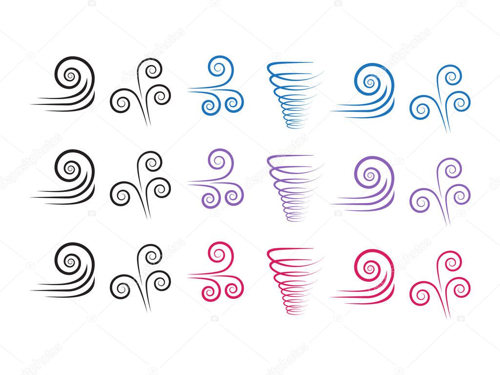 Wind icons. Climate and motion icons. Air vector symbol