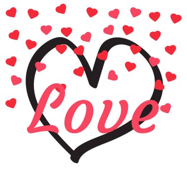 Metin aşk yazı tebrik kartı için. Parlak kırmızı kalpler. Mutlu sevgililer günü yazı tebrik kartı 