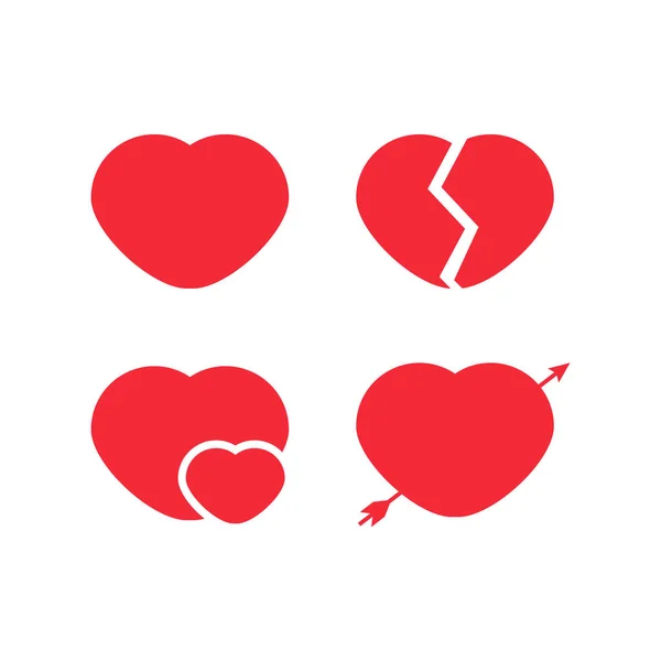 O coração adora emoji. Coração partido, flecha e estrela. Feliz dia dos namorados lettering cartão de saudação — Vetor de Stock