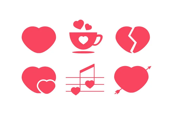 Emoji de amor al corazón. Corazón roto, flecha y estrella. Tarjeta de felicitación de letras del Día de San Valentín feliz — Vector de stock