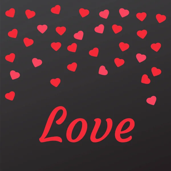 Κείμενο αγάπη γράμματα για ευχετήρια κάρτα. Φωτεινές κόκκινες καρδιές. Happy Ημέρα του Αγίου Βαλεντίνου γράμματα ευχετήρια κάρτα — Διανυσματικό Αρχείο