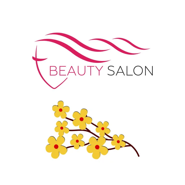 Bella Donna Modello Logo Parrucchiere Salone Bellezza Cosmetici — Vettoriale Stock