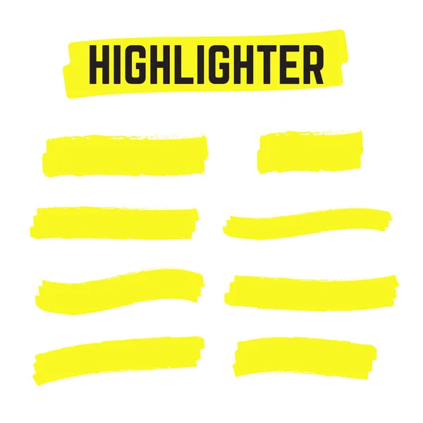Yellow Highlighter Marker Strokes Yellow Watercolor Hand Drawn Highlight — Stock Vector