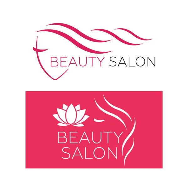 Piękna Kobieta Twarz Logo Szablon Dla Salon Fryzjerski Wektor — Wektor stockowy