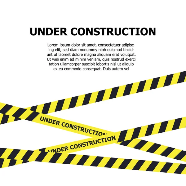 建設ウェブサイトのページの下 工事警報旗の下 — ストックベクタ