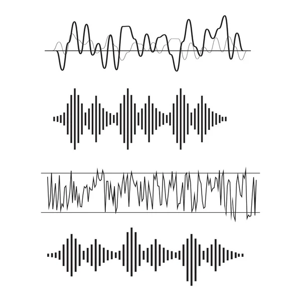 Signo Ondas Sonoras Símbolo Estilo Plano — Vector de stock