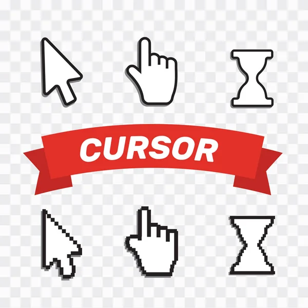 Pixel Cursors Pictogrammen Muis Hand Pijl Muiscomputer Cursor Hand Pijl — Stockvector
