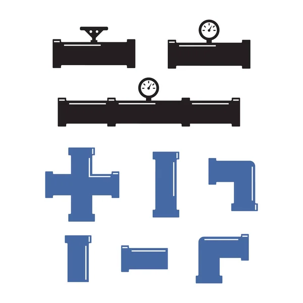 Zestaw Metalowych Miedzianych Rur Kanalizacyjnych Zestaw Wektorów Przewodów Miedzianych — Wektor stockowy