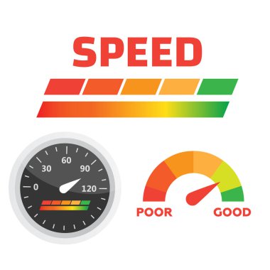 Araç göstergesi göstergesi. Hız göstergesi vektörü. Otomatik ok barometresi