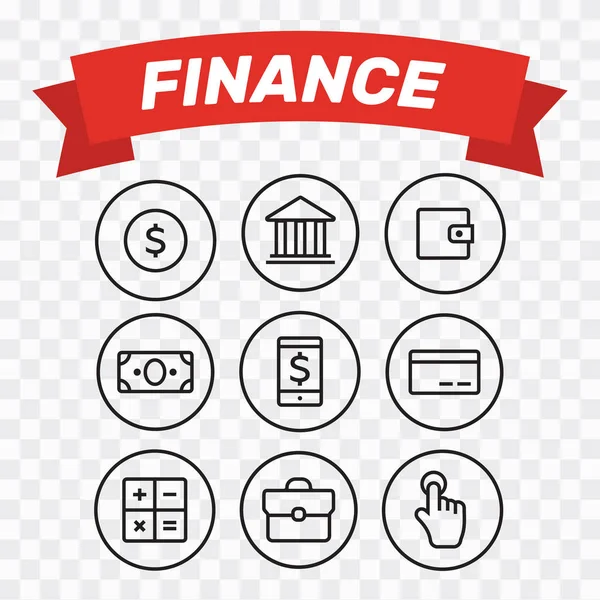 Financia Iconos Delgados Finanzas Iconos Línea Estilo Vector — Vector de stock