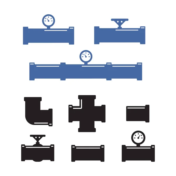 Pijpfittingen Vector Pictogrammen Ingesteld Sanitair Waterleidingen Riolering — Stockvector