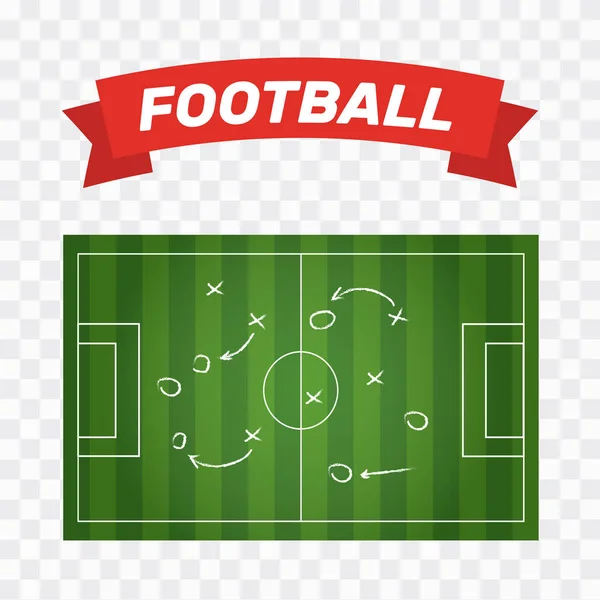 Piłki Nożnej Piłka Nożna Gra Strategiczna Planu Białym Tle Tablicy — Wektor stockowy