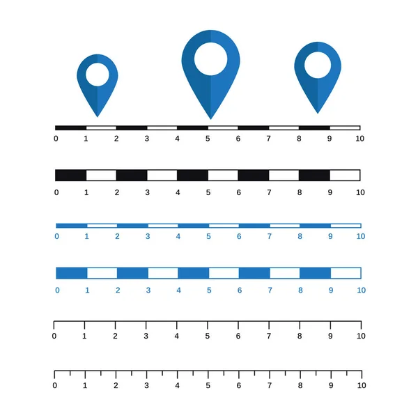 Peta Skala Grafik Untuk Mengukur Jarak Skala Ukuran Vektor Peta - Stok Vektor