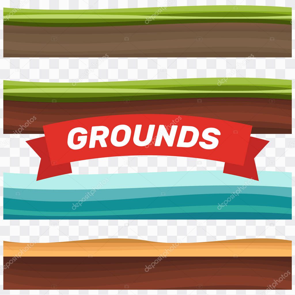 Seamless grounds, soil and grass for ui game illustration of a set of various seamless grounds. Ground grass game vector