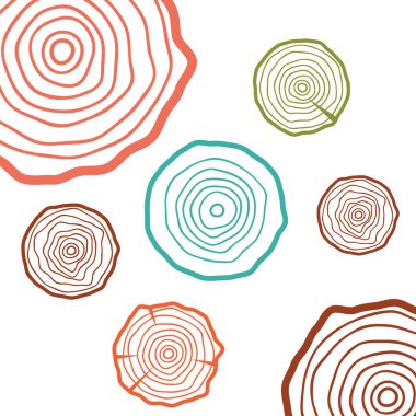 Yıllık soyut çember ağaç arkaplanı. Ağaç halkaları vektörü belirlendi