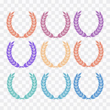 Dairesel vektör kazananı amblemleri. Laurel çelenkleri ve kurdele rozet vektörü