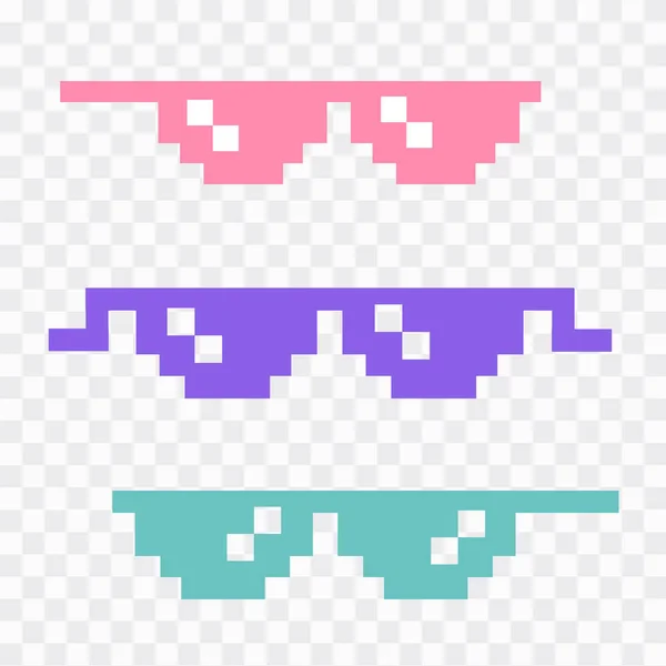 Gafas Sol Pixeladas Graciosas 8Bit Estilo Gafas Sol Vector Icono — Vector de stock