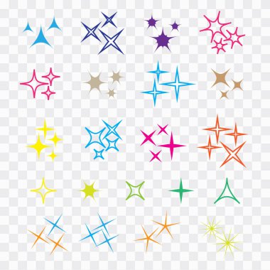 Parlak ışıklar ayarlandı. Parlayan ışık efekti yıldızı. Parıldayan ışıklar vektörü