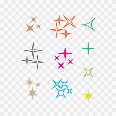 Simge yıldızı. Parıltı koleksiyonu. Kıvılcım vektör simgeleri ayarlandı