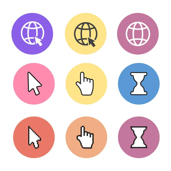 Pixel Cursores Ícones Mão Seta Web Cursor Vetor —  Vetores de Stock