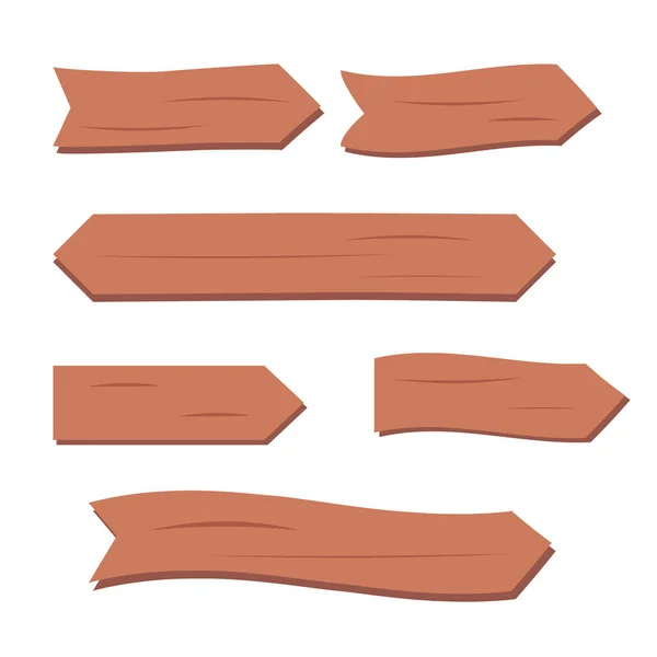 Planches en bois ensemble. Dessin animé signes de texture du bois — Image vectorielle