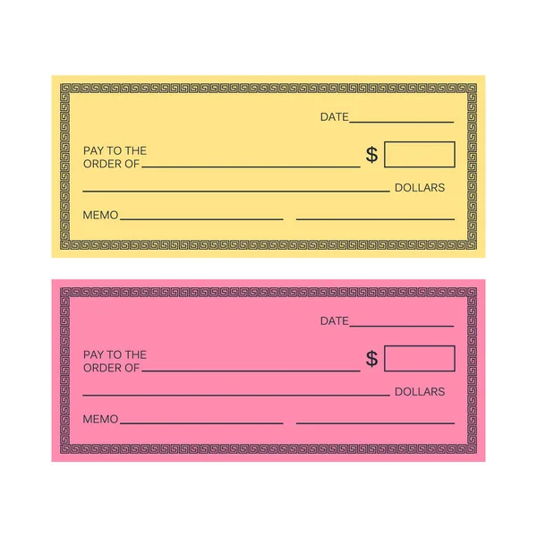 Plantilla de cheque en blanco. Comprobar plantilla de vector. Cheque bancario templ — Archivo Imágenes Vectoriales