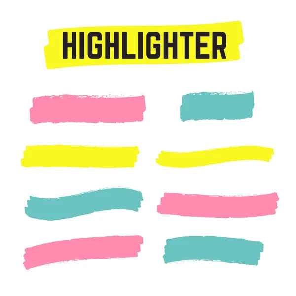 Yellow Highlighter Marker Strokes. Yellow watercolor hand drawn — Stock Vector