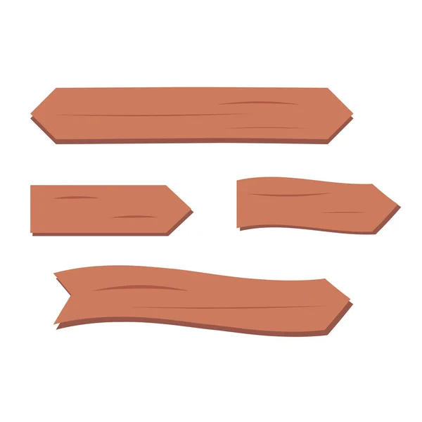 Planches vectorielles en bois. Ancienne flèche en bois texture. Dessin animé en bois pla — Image vectorielle