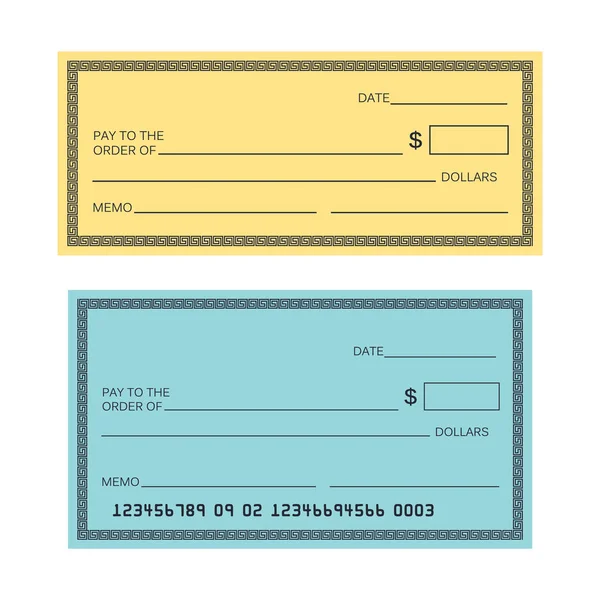 Plantilla de cheque en blanco. Comprobar plantilla de vector. Cheque bancario templ — Archivo Imágenes Vectoriales