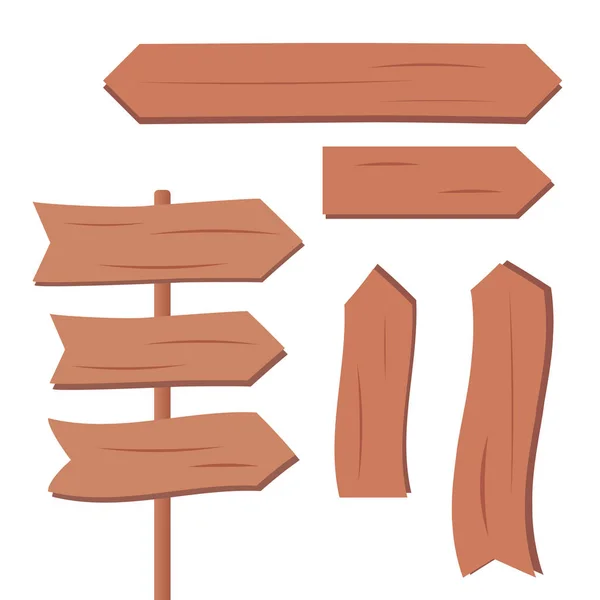 Дерев'яний набір знаків. Мультиплікаційний стиль дерев'яна дошка колекція — стоковий вектор