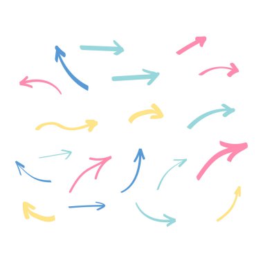 El çizilmiş oklar. Oklar karalama seti