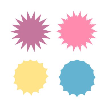 Yıldız patlaması izole ikonları ayarlandı. Yıldız patlaması komik şekilleri. Konuşma patlaması kabarcığı  