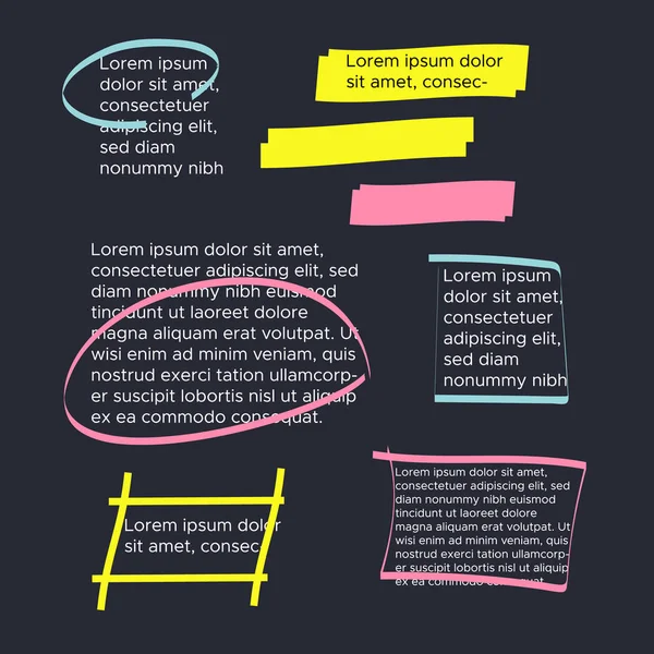 Sélection de texte de marqueur jaune. Aquarelle jaune dessinée à la main highl — Image vectorielle