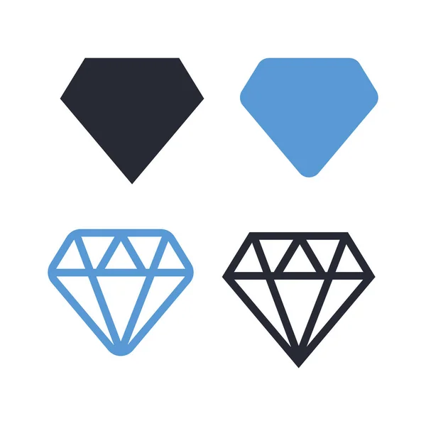 Diamantikoner inställda. Diamant teckenuppsättning. Lysande vektorikon — Stock vektor
