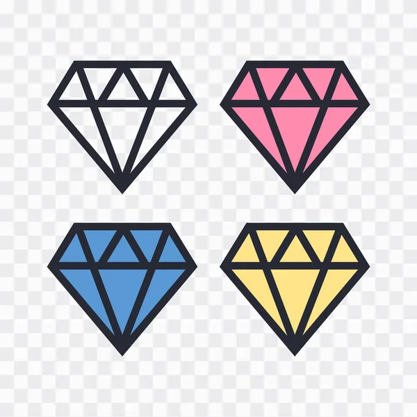 Conjunto de iconos vectoriales de diamantes. Icono de vector brillante — Archivo Imágenes Vectoriales