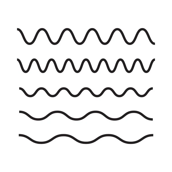 Icône de contour des vagues. Onde mince symbole de ligne. ensemble de zigzag et wav — Image vectorielle