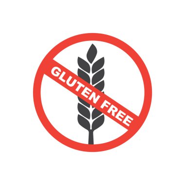 Glüten yok. Beyaz glütensiz tabela. Buğday glütensiz tahıl simgesi 