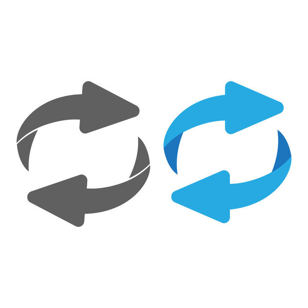 Rotating, circular, cyclic arrows. Recurrence sign. Flip over or turn arrow. Reverse sign 