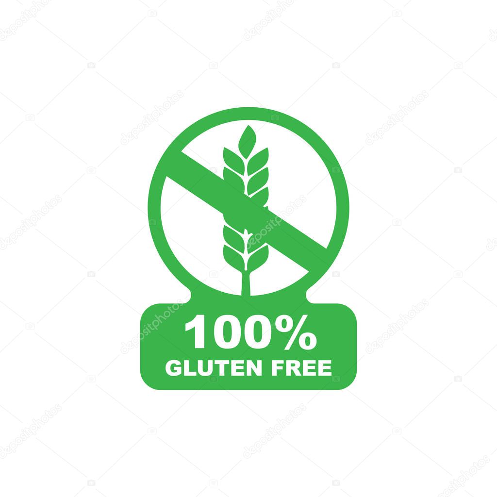Gluten free label vector. Wheat gluten free grain icon 