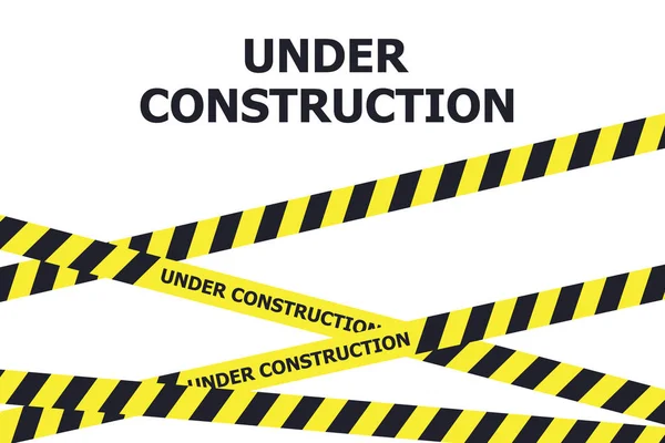 建設ウェブサイトのページの下 工事警報旗の下 — ストックベクタ